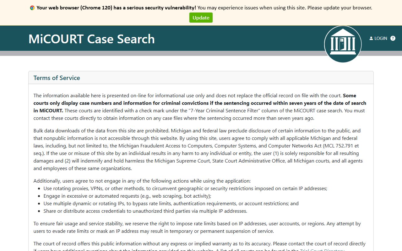 Kalamazoo County court records after arrest MiCOURT case search